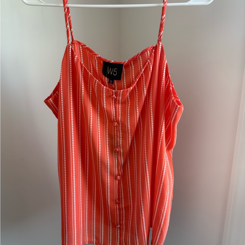 W5 Orange Sleeveless Camisole Top with Buttoned Front